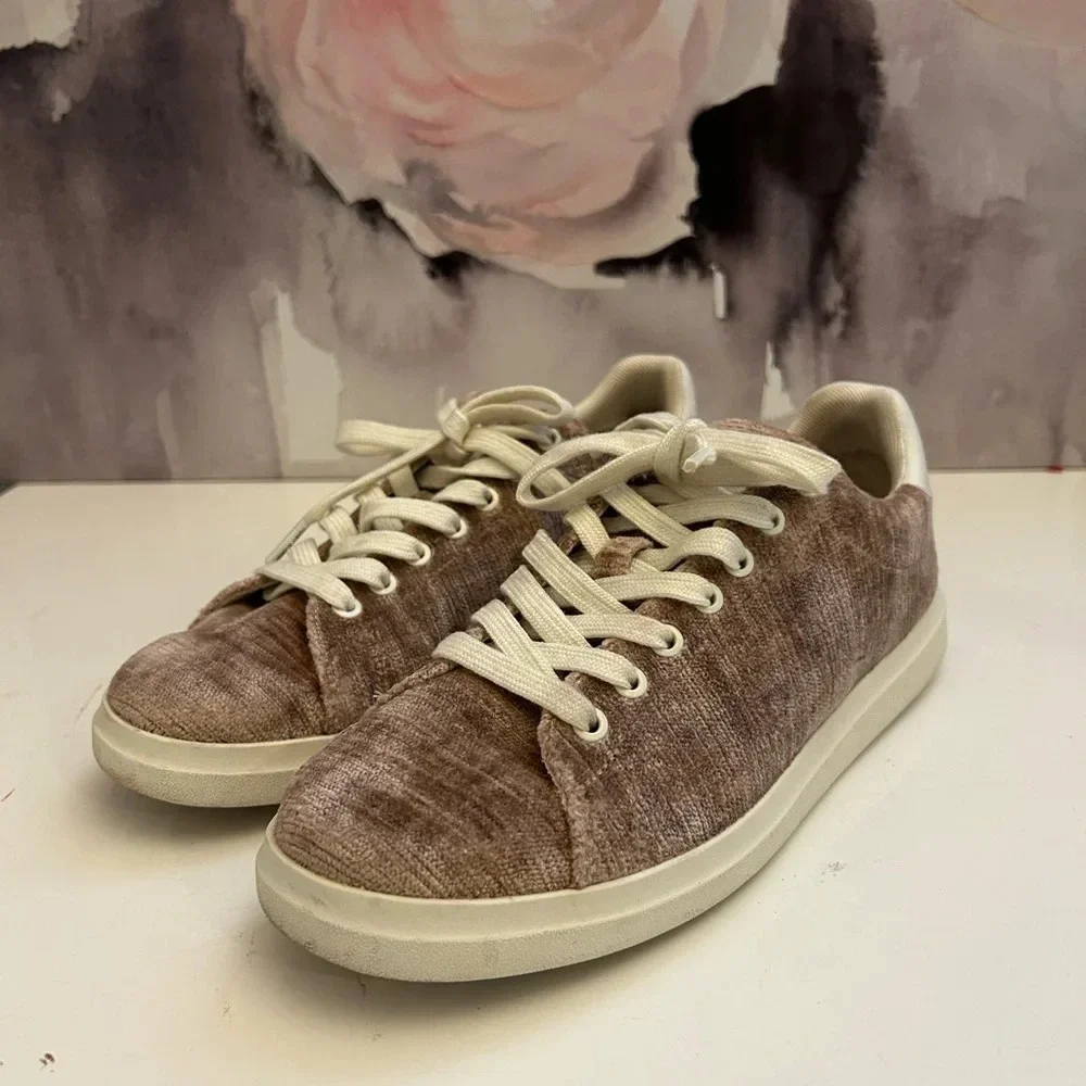 ! Tory Burch Howell Velvet Sneaker Mauve Pink Womens